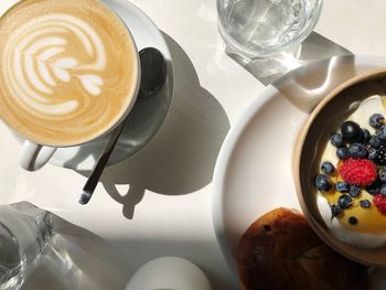 High angle view of coffee on table