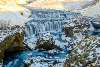 Iceland in winter - skogafoss waterfall in january