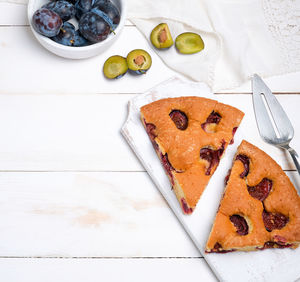 High angle view of cake on table