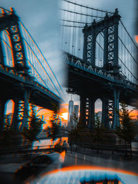 View of bridge at night