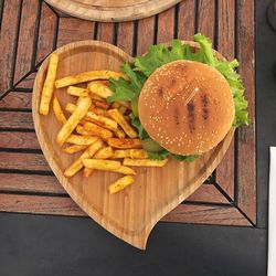 High angle view of sandwich on table