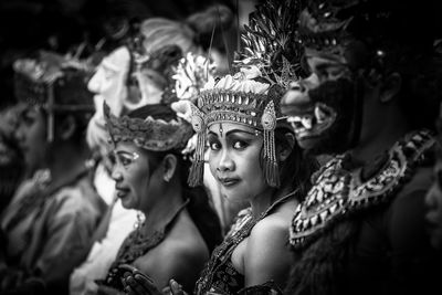 Traditional dancers in costumes 