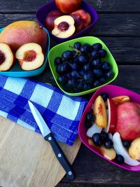 Close-up of fruits in bowls on table