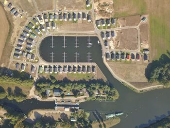 High angle view of people in historic building