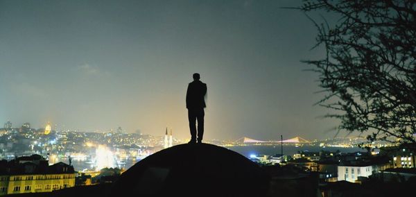 View of illuminated cityscape