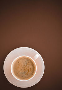 High angle view of coffee on table