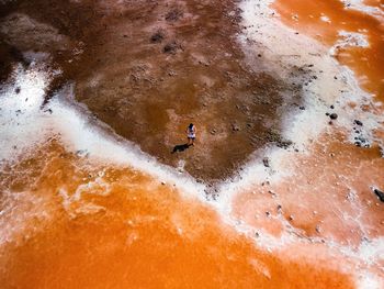 High angle view of man surfing on river