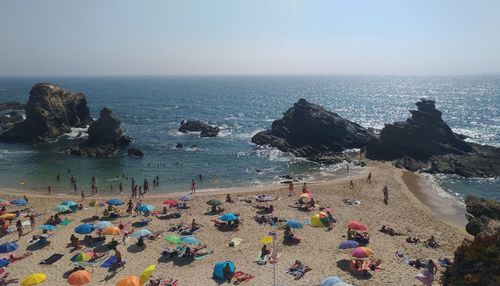 Scenic view of sea against clear sky