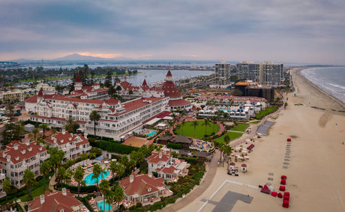 Hotel del coronado aerial and navy housing on silverstrand, san diego, california