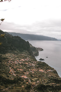 Scenic view of bay against sky