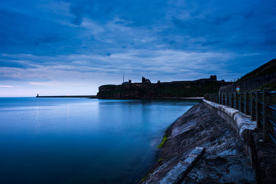 Panoramic view of sea against sky at dawn. east coast of england. 