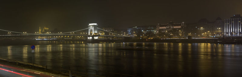 Bridge over river at night