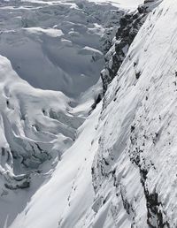 High angle view of snow covered landscape