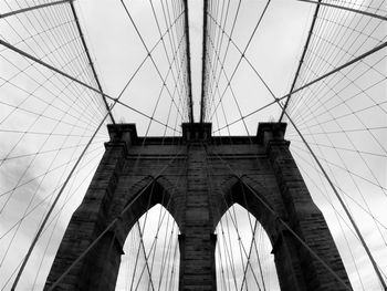 Low angle view of suspension bridge