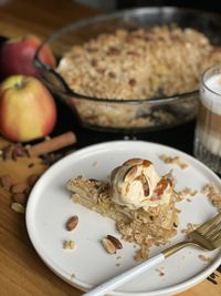Close-up of food in plate on table