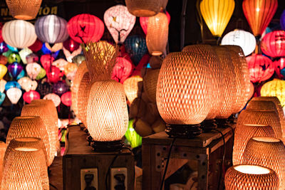 Illuminated lanterns in store for sale