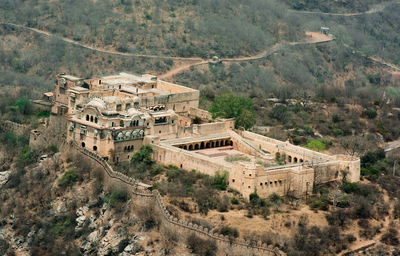 High angle view of buildings on mountain