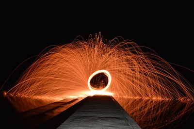 Light painting against clear sky at night