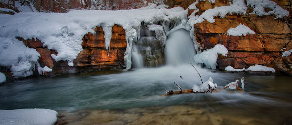 Scenic view of waterfall