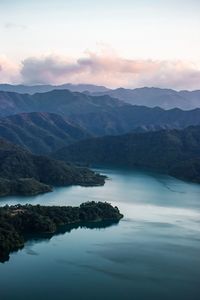 Scenic view of mountains against sky during sunset