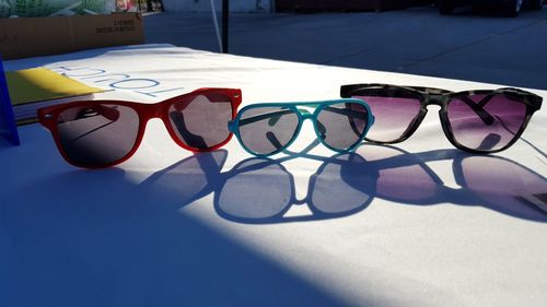 Close-up of sunglasses on table