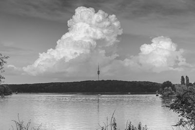 Scenic view of lake against sky