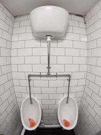 Fish-eye lens of urinals in toilet