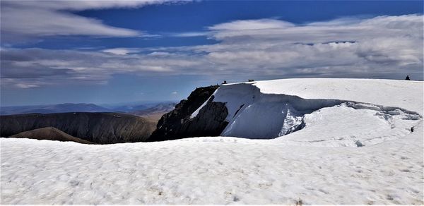 Scenic view of snowcapped mountain against sky