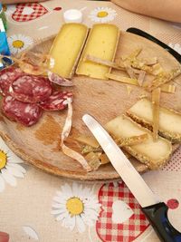 High angle view of food on table