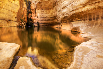 Reflection of rock formations in water