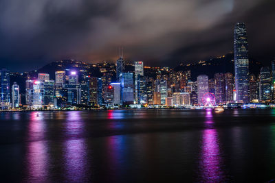 Illuminated city at night