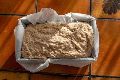 High angle view of bread on table