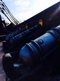 Close-up of boat against sky