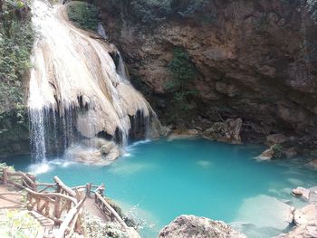 Scenic view of waterfall