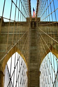 Low angle view of suspension bridge