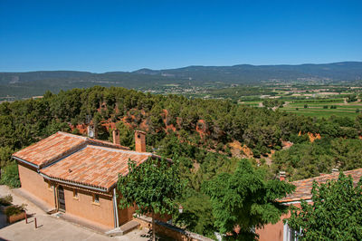 Panoramic view of the fields and hills of provence at roussillon, in the french provence.