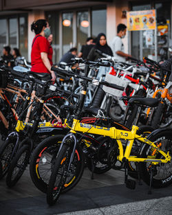 Bicycles on street in city