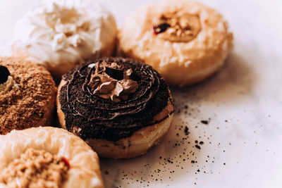 Close-up of donuts on table