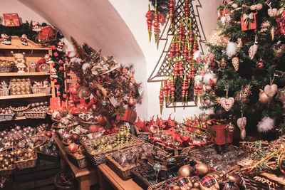 Christmas tree in market stall