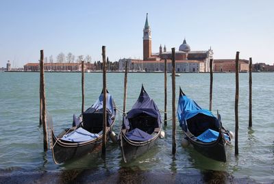 Three gondolas in the bacino san marco, venice