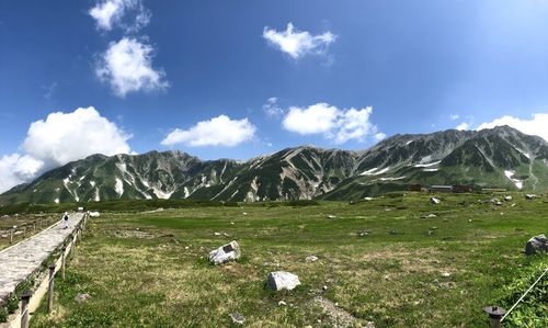 Scenic view of mountains against sky