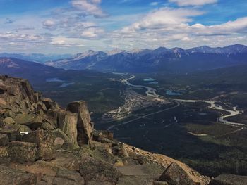 Scenic view of mountains against sky