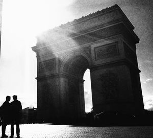 Tourists looking at monument