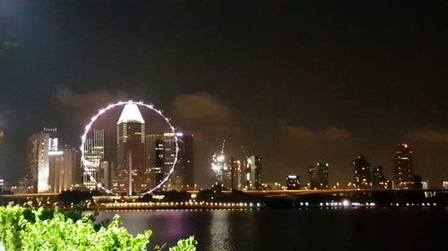 Illuminated city at night