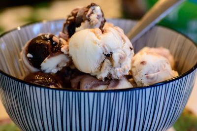 Close-up of ice cream in bowl