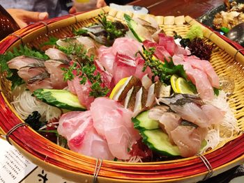 Close-up of sashimi in bowl