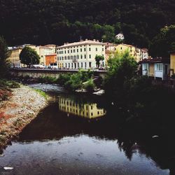 Reflection of buildings in water