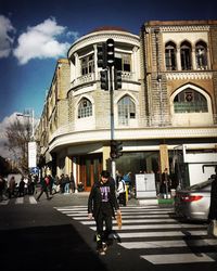 Silhouette of woman in city
