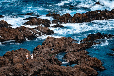 Scenic view of rocky beach