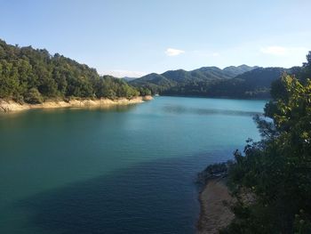 Scenic view of lake against sky